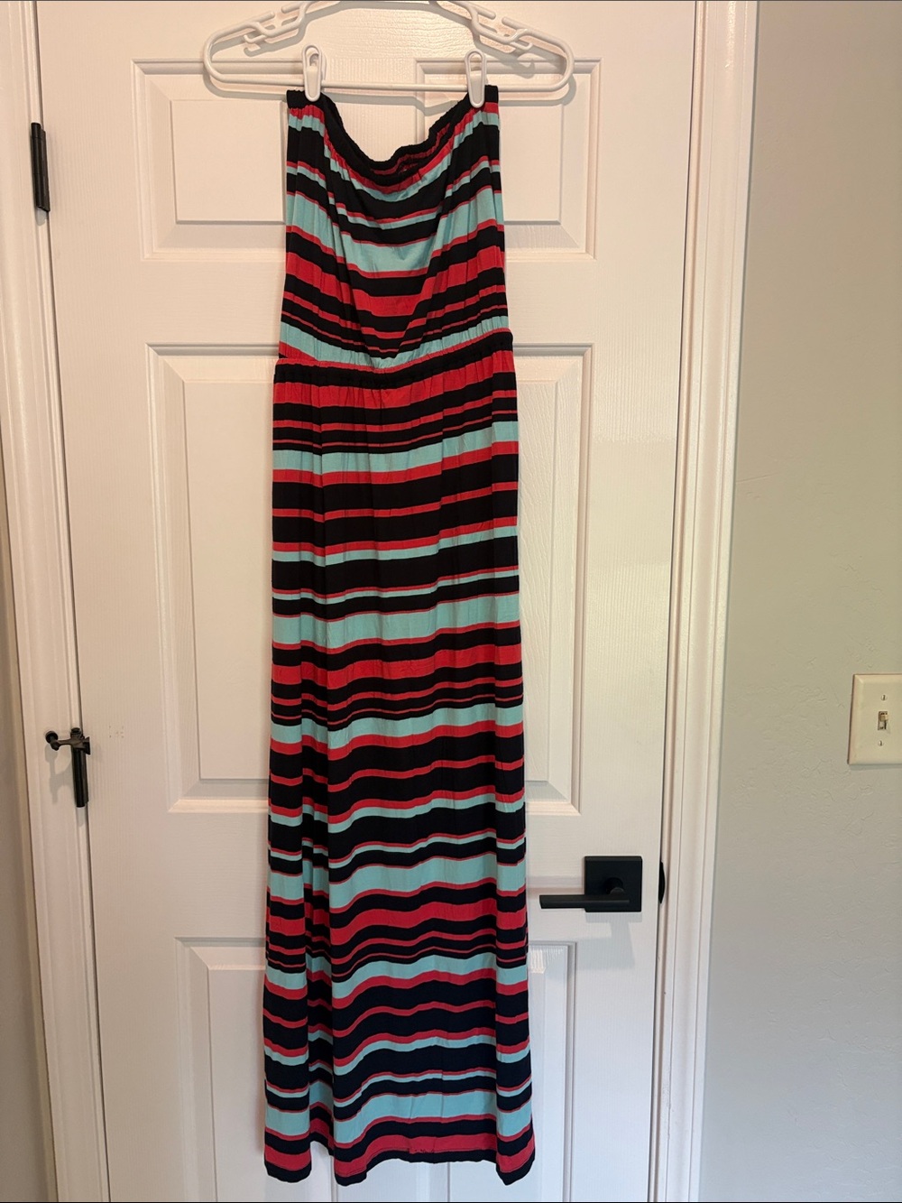 Striped Maxi Dress in Black, Coral & Mint, medium